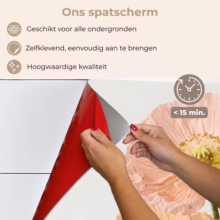 Spatscherm keuken - Papavers - Botanisch - Roze — 4