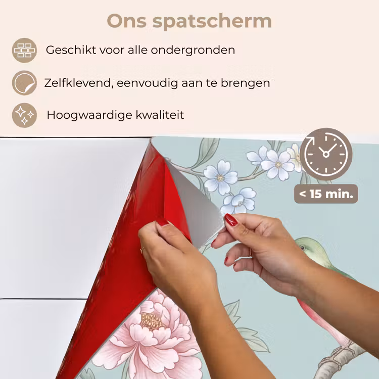 Spatscherm keuken - Vogel - Bloemen - Kleurrijk — 4