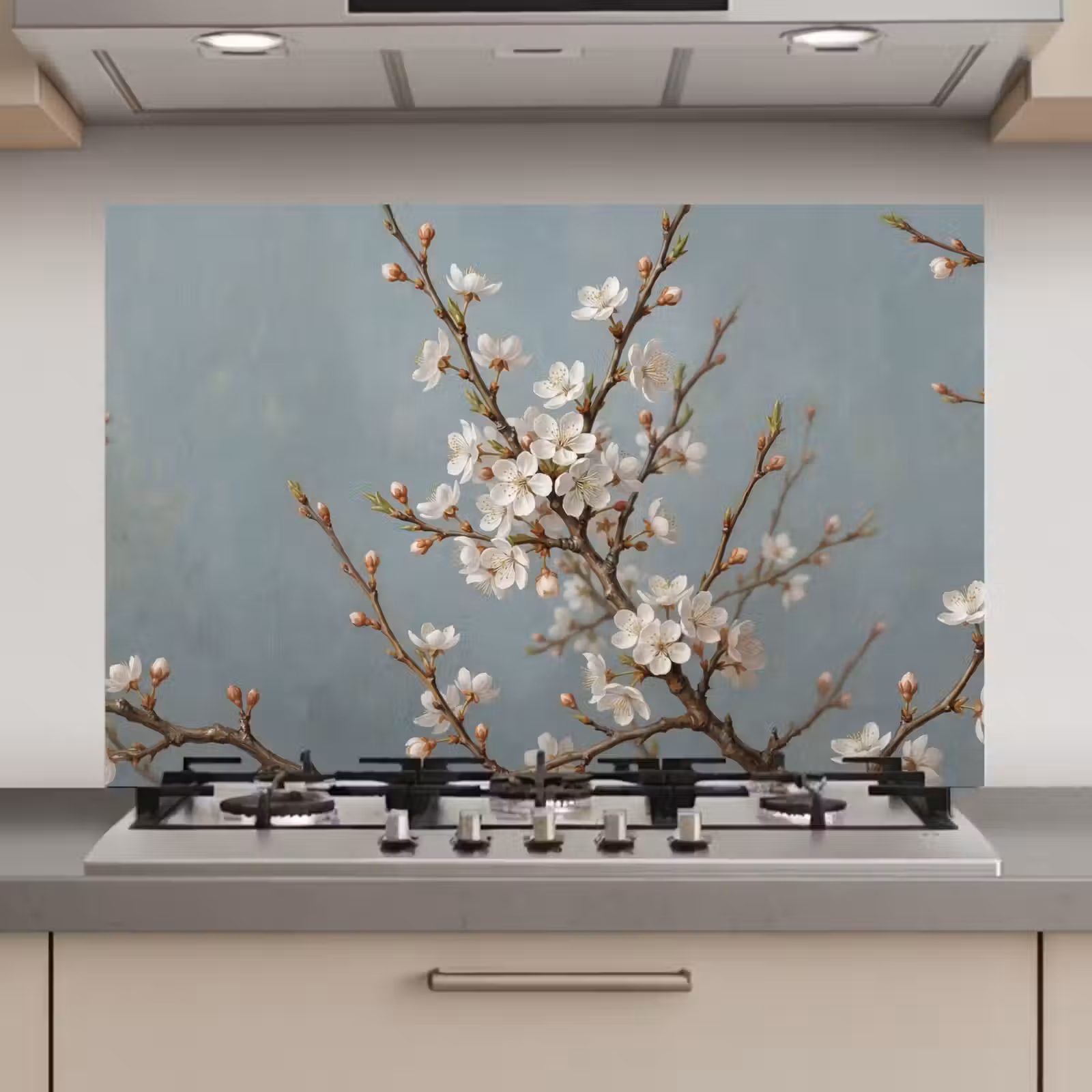 Spatscherm keuken - Botanisch - Stilleven - Blauw — 1