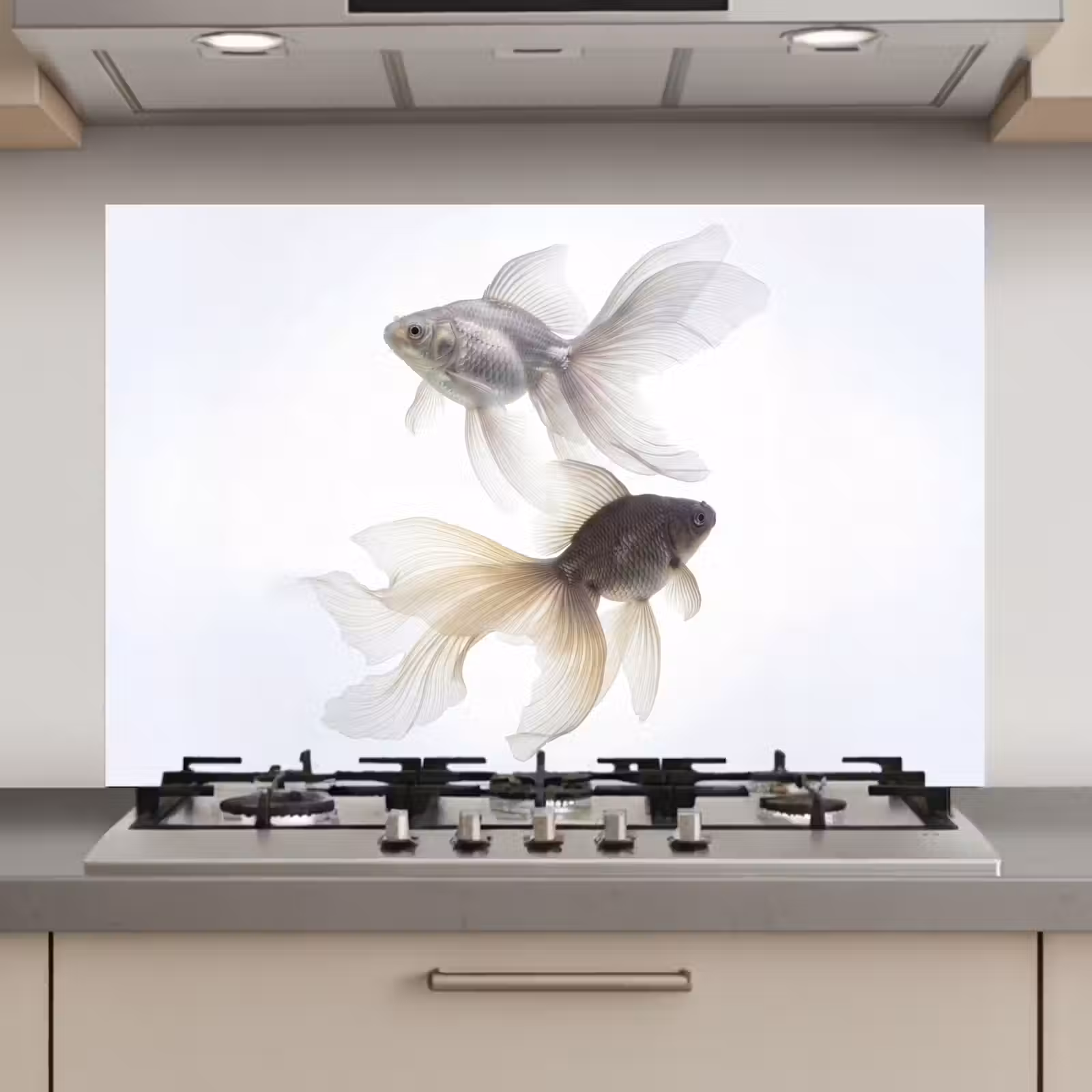 Spatscherm keuken - Goudvissen - Modern - Wit — 1