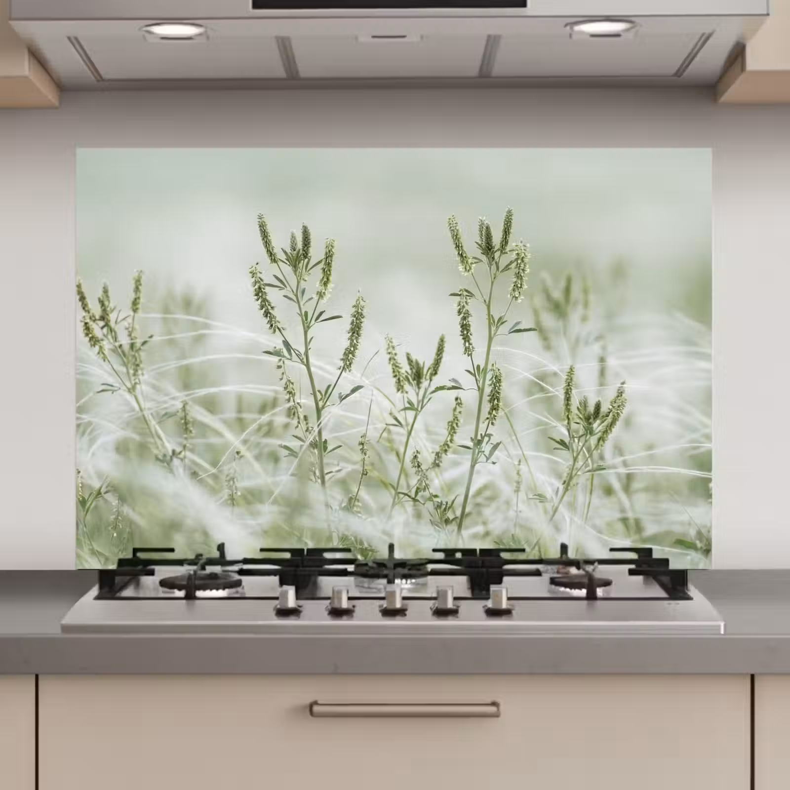 Spatscherm keuken - Grassen - Minimalistisch - Groen — 1