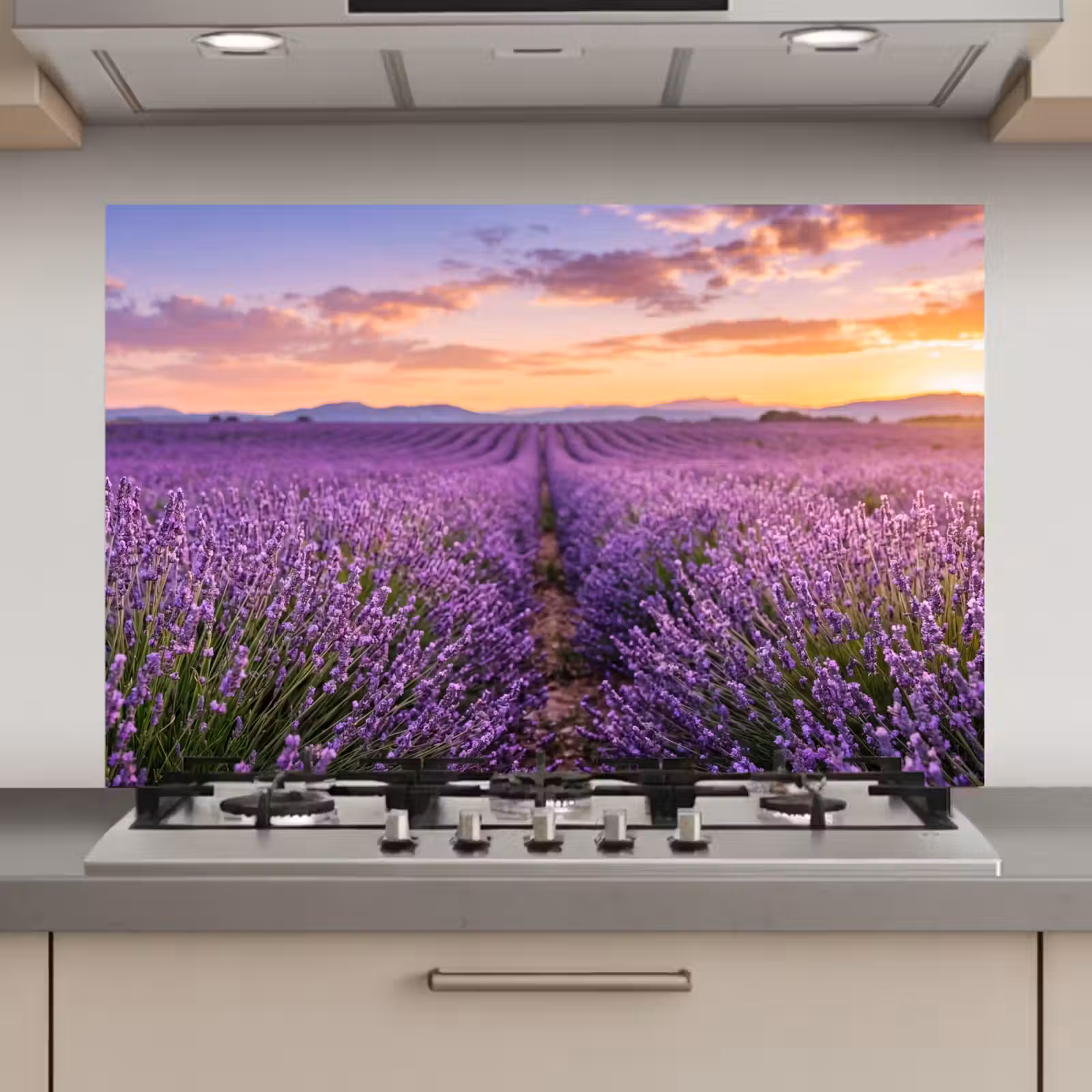 Spatscherm keuken - Lavendel - Veld - Natuur - Paars — 1