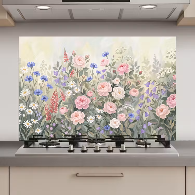 Spatscherm keuken - Bloemen - Tuin - Natuur - Kleurrijk — 1