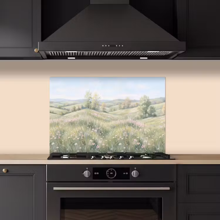 Spatscherm keuken - Bloemen veld - Bloemen - Groen — 2