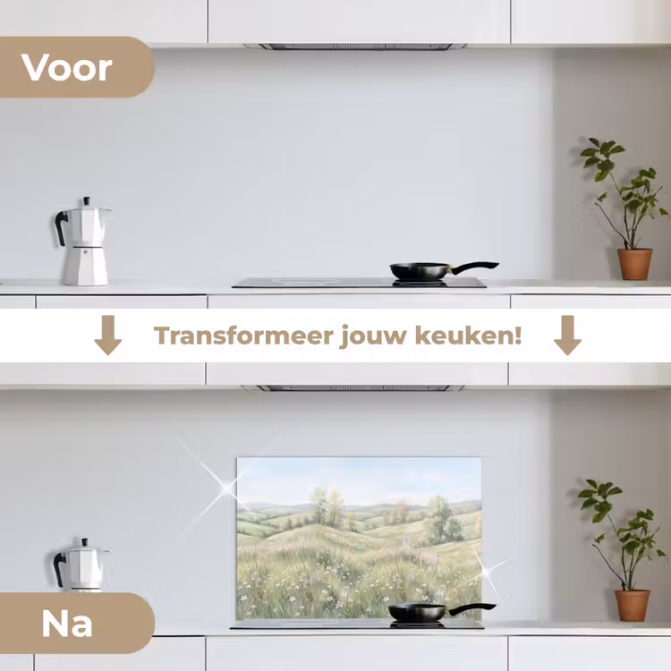 Spatscherm keuken - Bloemen veld - Bloemen - Groen — 3