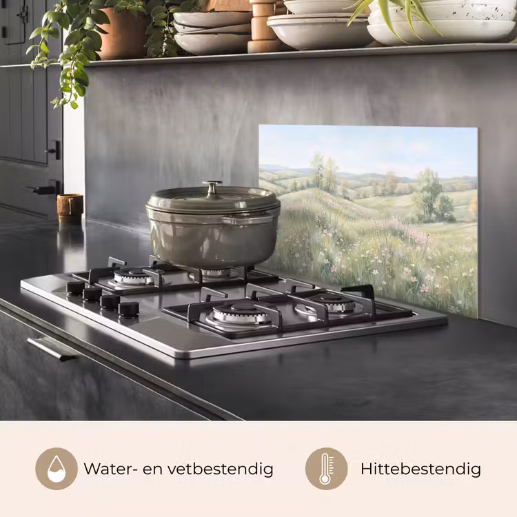 Spatscherm keuken - Bloemen veld - Bloemen - Groen — 7