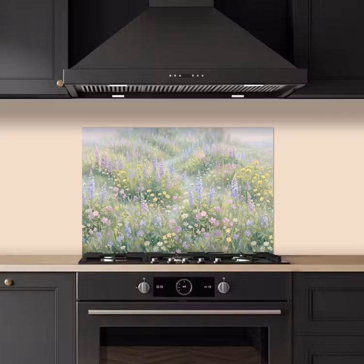 Spatscherm keuken - Bloemenveld - Heuvels - Kleurrijk — 2