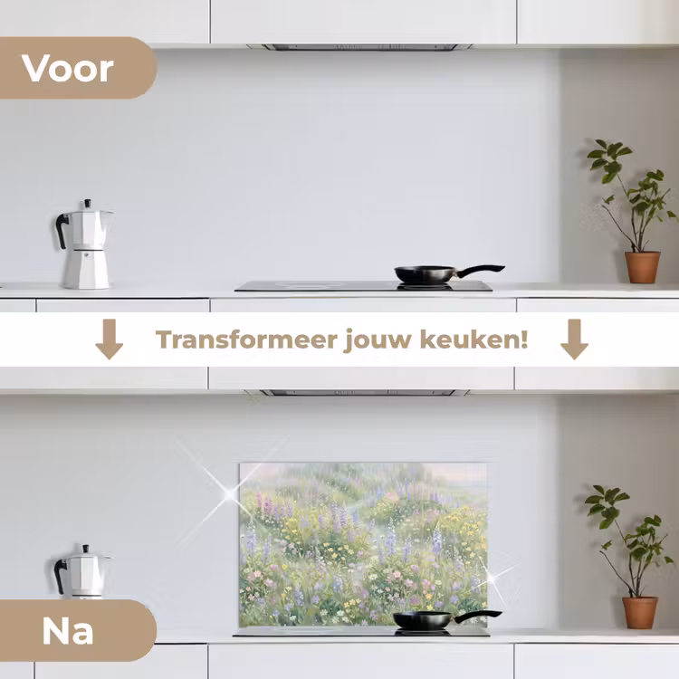 Spatscherm keuken - Bloemenveld - Heuvels - Kleurrijk — 3