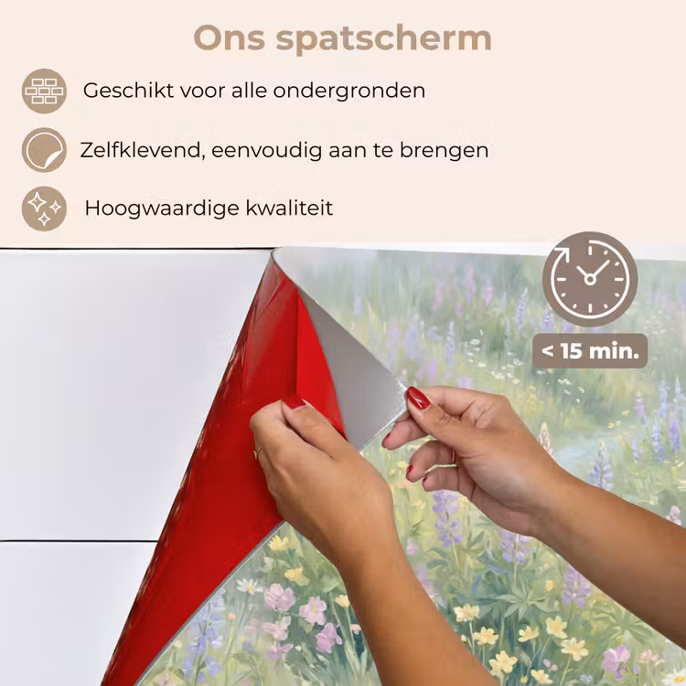 Spatscherm keuken - Bloemenveld - Heuvels - Kleurrijk — 4