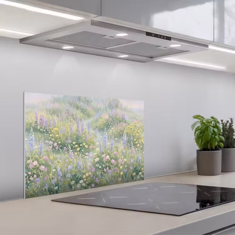 Spatscherm keuken - Bloemenveld - Heuvels - Kleurrijk — 5