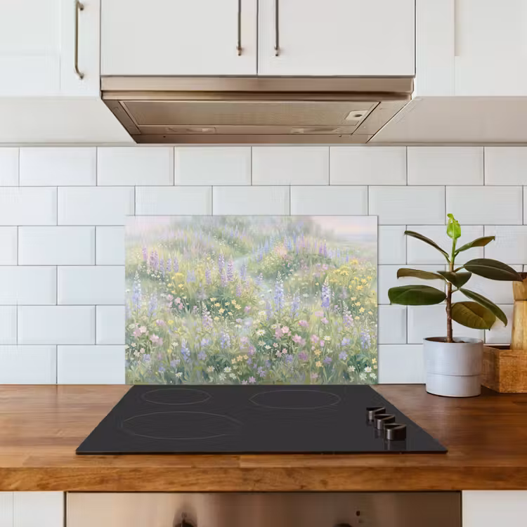 Spatscherm keuken - Bloemenveld - Heuvels - Kleurrijk — 6