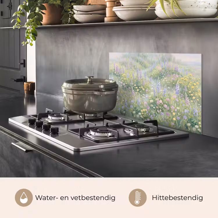 Spatscherm keuken - Bloemenveld - Heuvels - Kleurrijk — 7