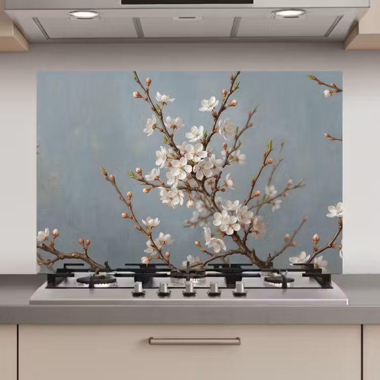 Spatscherm keuken - Botanisch - Stilleven - Blauw — 1