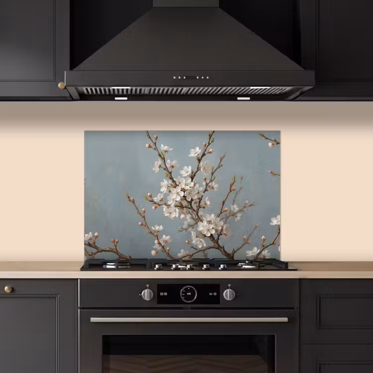 Spatscherm keuken - Botanisch - Stilleven - Blauw — 2