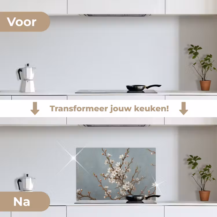 Spatscherm keuken - Botanisch - Stilleven - Blauw — 3