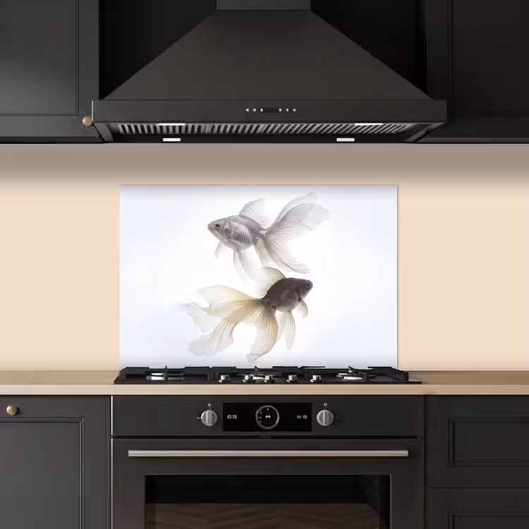Spatscherm keuken - Goudvissen - Modern - Wit — 2