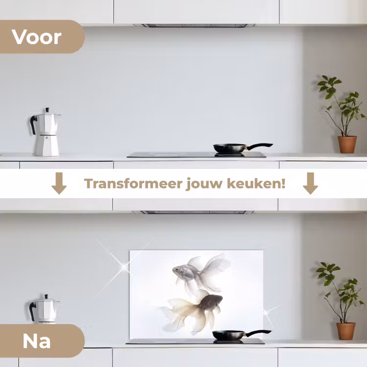 Spatscherm keuken - Goudvissen - Modern - Wit — 3