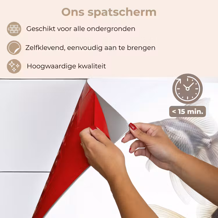 Spatscherm keuken - Goudvissen - Modern - Wit — 4