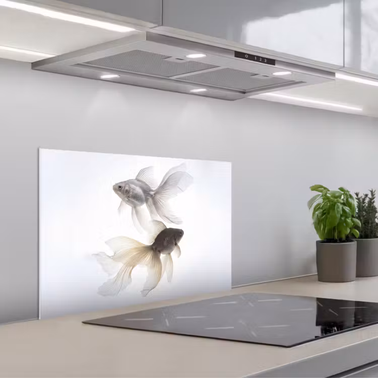 Spatscherm keuken - Goudvissen - Modern - Wit — 5