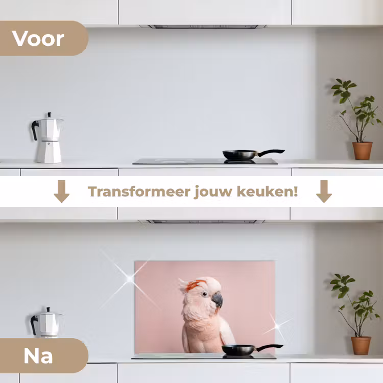 Spatscherm keuken - Kaketoe - Portret - Roze — 3