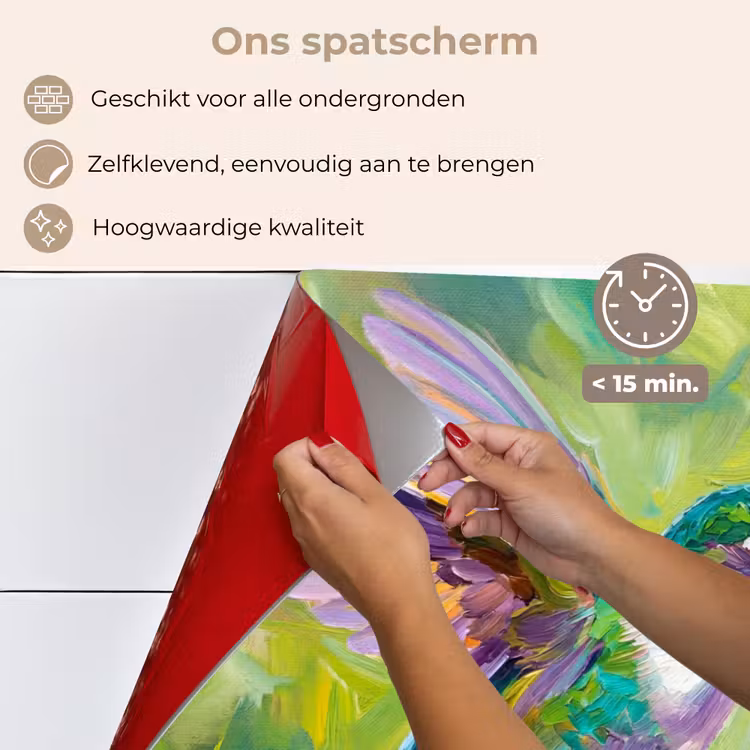 Spatscherm keuken - Kolibrie - Bloemen - Natuur - Kleurrijk — 4