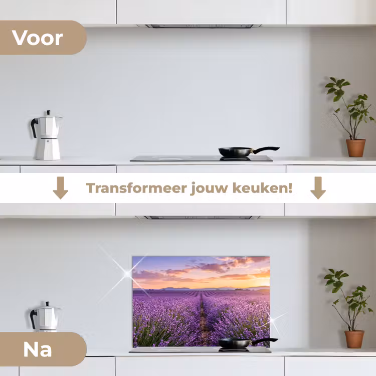 Spatscherm keuken - Lavendel - Veld - Natuur - Paars — 3