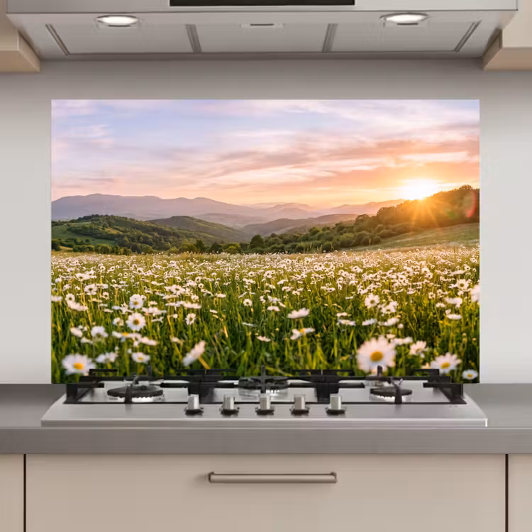 Spatscherm keuken - Madelief - Veld - Heuvels - Groen — 1