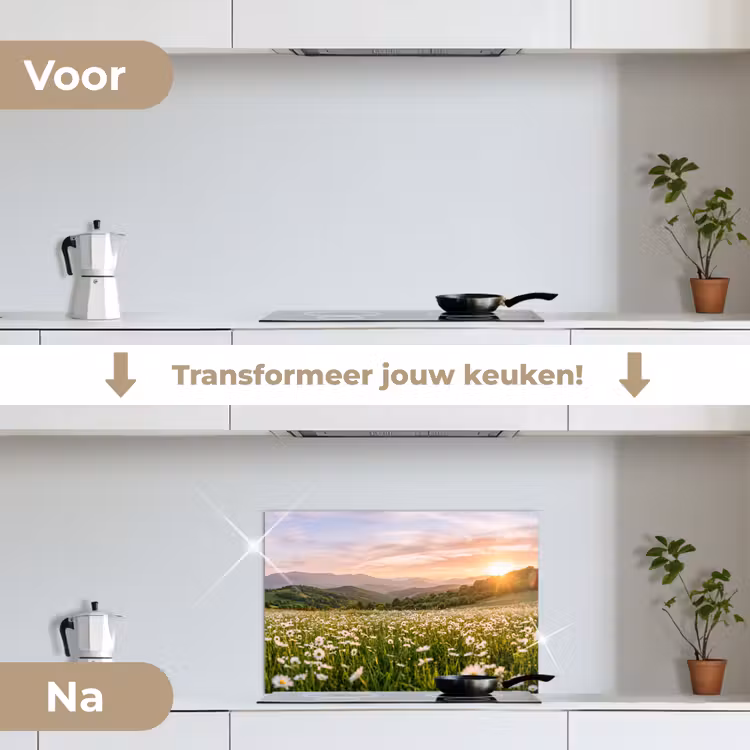 Spatscherm keuken - Madelief - Veld - Heuvels - Groen — 3