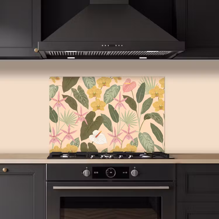 Spatscherm keuken - Patroon - Bloemen - Kleurrijk — 2