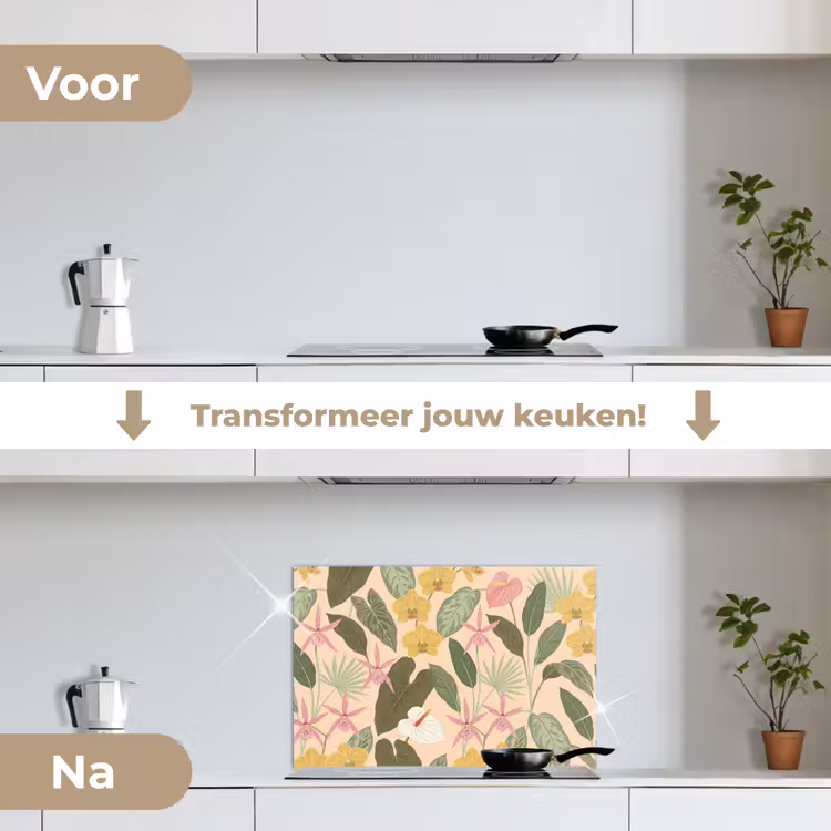 Spatscherm keuken - Patroon - Bloemen - Kleurrijk — 3