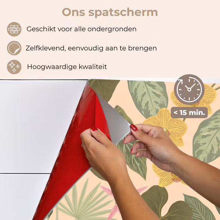 Spatscherm keuken - Patroon - Bloemen - Kleurrijk — 4