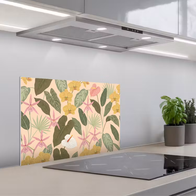 Spatscherm keuken - Patroon - Bloemen - Kleurrijk — 5