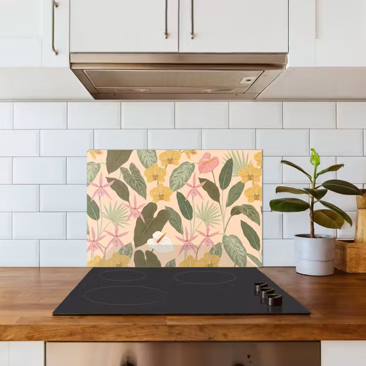 Spatscherm keuken - Patroon - Bloemen - Kleurrijk — 6