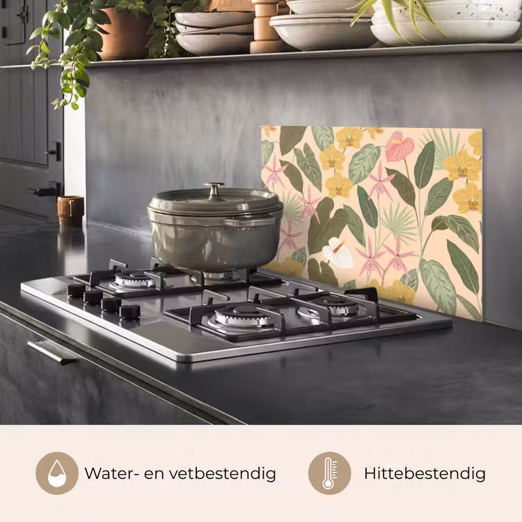 Spatscherm keuken - Patroon - Bloemen - Kleurrijk — 7