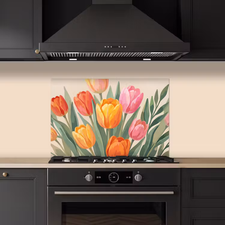 Spatscherm keuken - Tulpen - Abstract - Kleurrijk — 2