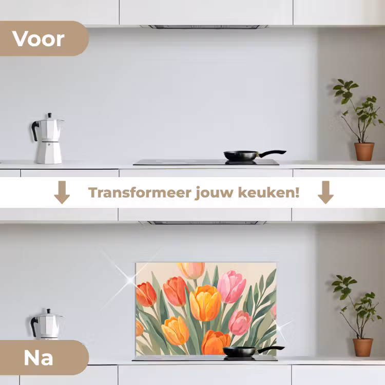Spatscherm keuken - Tulpen - Abstract - Kleurrijk — 3