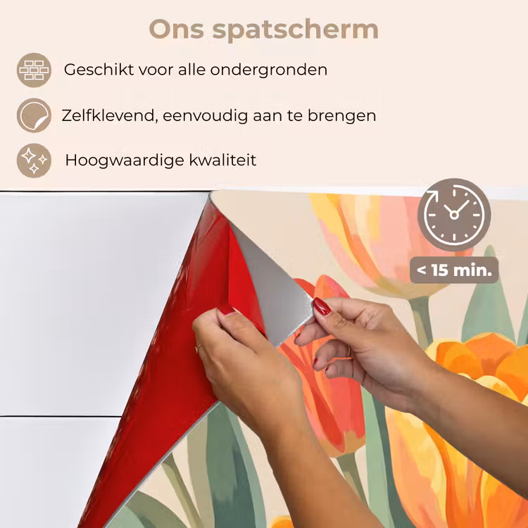 Spatscherm keuken - Tulpen - Abstract - Kleurrijk — 4