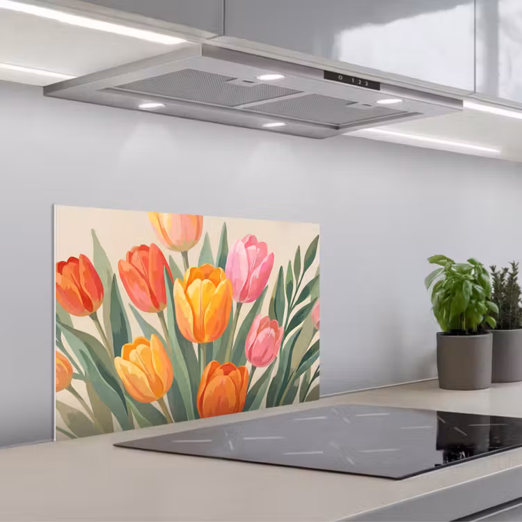 Spatscherm keuken - Tulpen - Abstract - Kleurrijk — 5