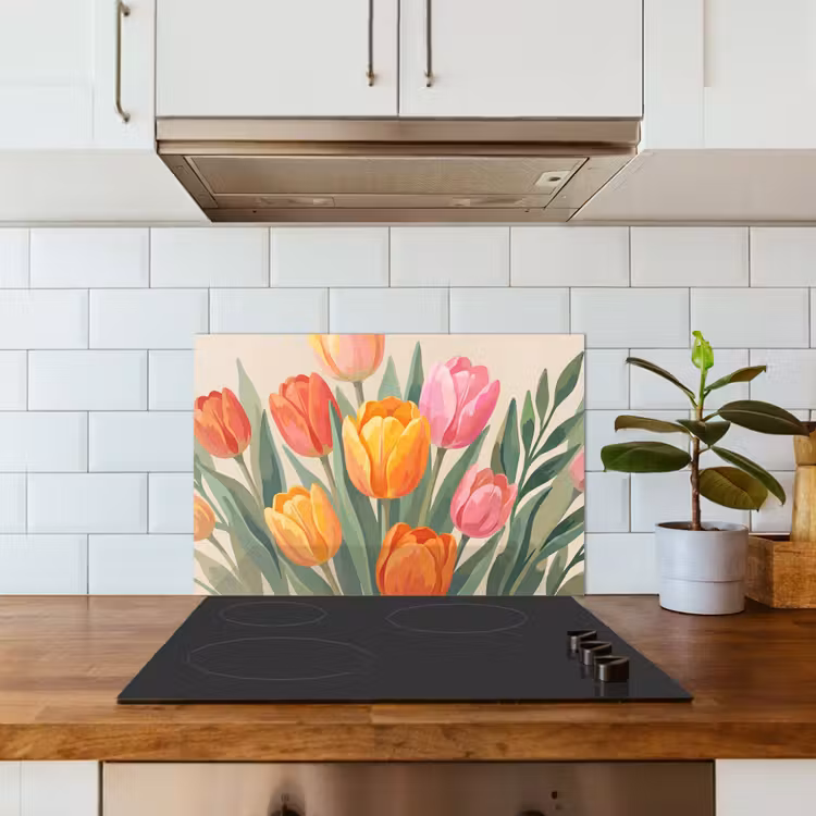 Spatscherm keuken - Tulpen - Abstract - Kleurrijk — 6