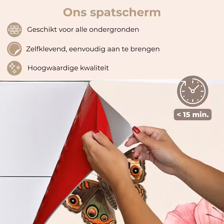 Spatscherm keuken - Vlinders - Klaprozen - Illustratie - Kleurrijk — 4