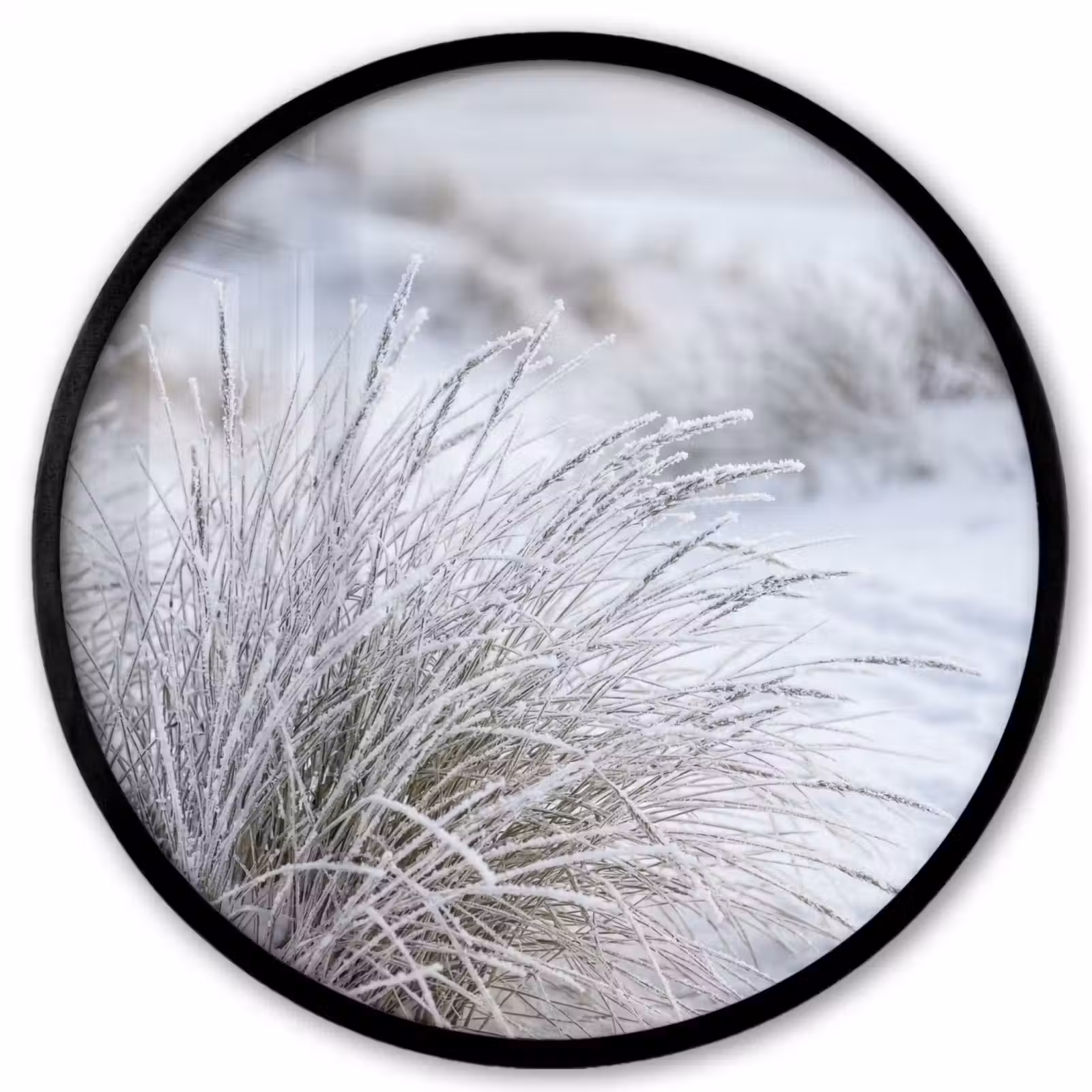 Ronde fotolijst - Duinen - Sneeuw - Strand - Winter - Serene — 1