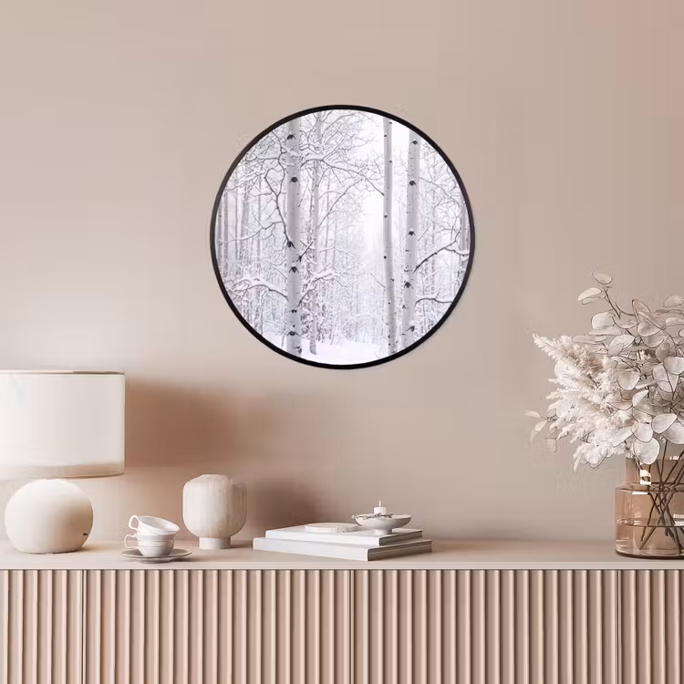 Ronde fotolijst - Berkenbomen - Sneeuw - Winter - Bos - Wit — 5
