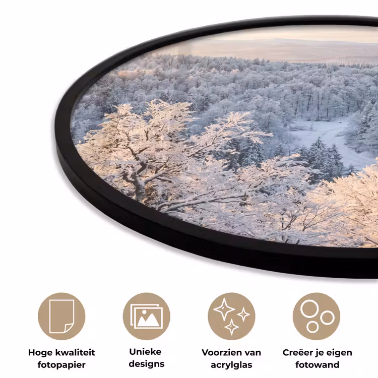 Ronde fotolijst - Bos - Bergen - Goud - Winter - Warm — 2