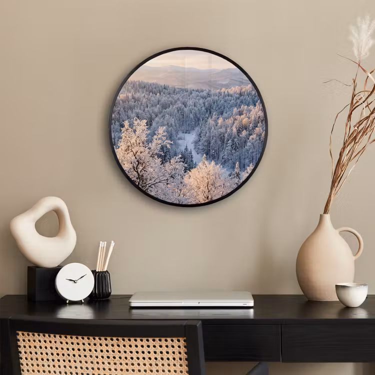 Ronde fotolijst - Bos - Bergen - Goud - Winter - Warm — 3
