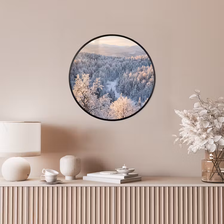 Ronde fotolijst - Bos - Bergen - Goud - Winter - Warm — 5