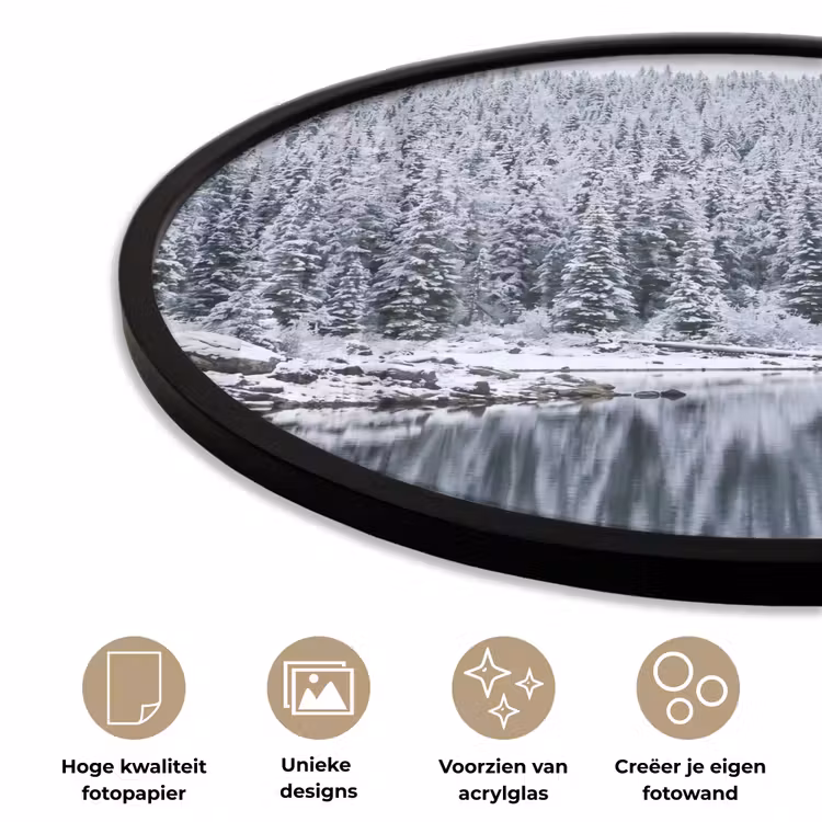 Ronde fotolijst - Bos - Reflectie - Meer - Winter - Serene — 2