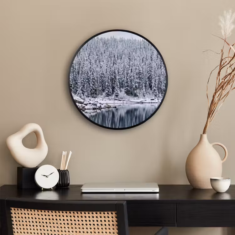 Ronde fotolijst - Bos - Reflectie - Meer - Winter - Serene — 3