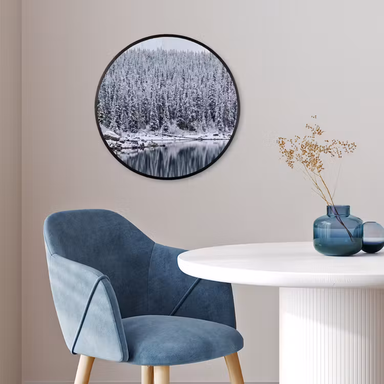 Ronde fotolijst - Bos - Reflectie - Meer - Winter - Serene — 4