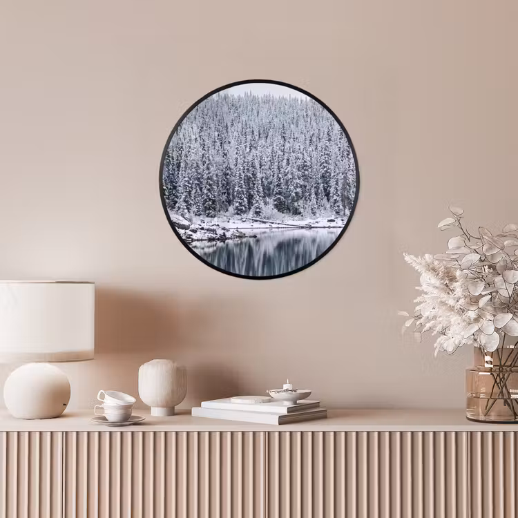 Ronde fotolijst - Bos - Reflectie - Meer - Winter - Serene — 5