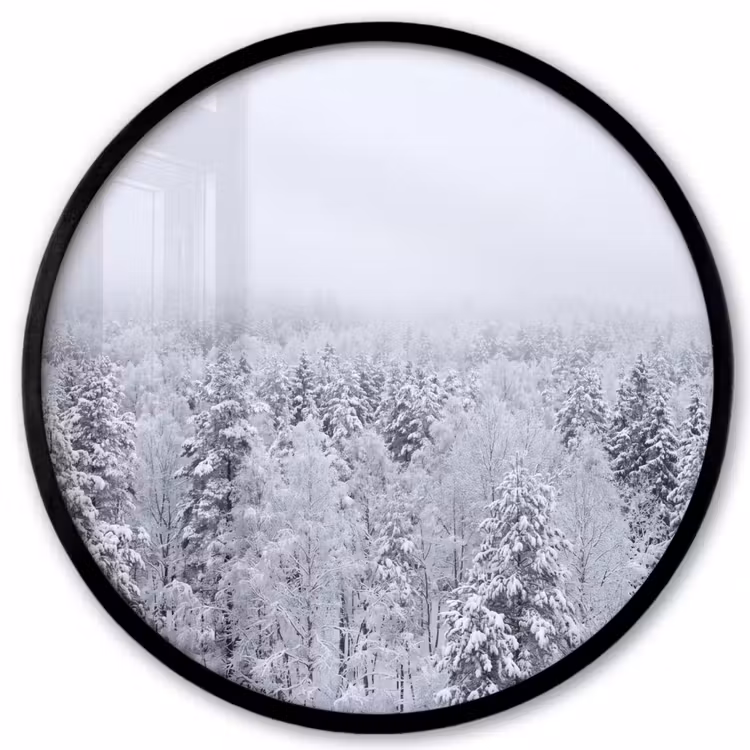 Ronde fotolijst - Bos - Sneeuw - Winter - Natuur - Wit — 1